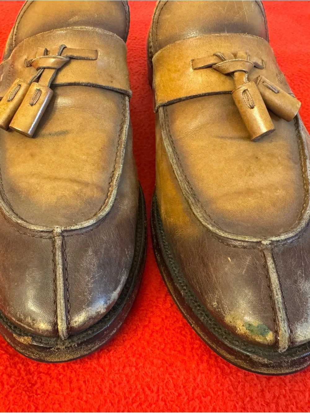 Vintage Gucci Loafers Tan brown Leather Men’s Size 9.5 Shoes Italy Made - Picture 3 of 14